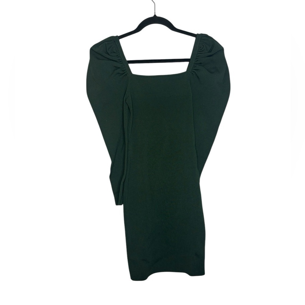 Karen Millen Dark Green Viscose Blend Body Contouring Knit Midi Dress Size Small